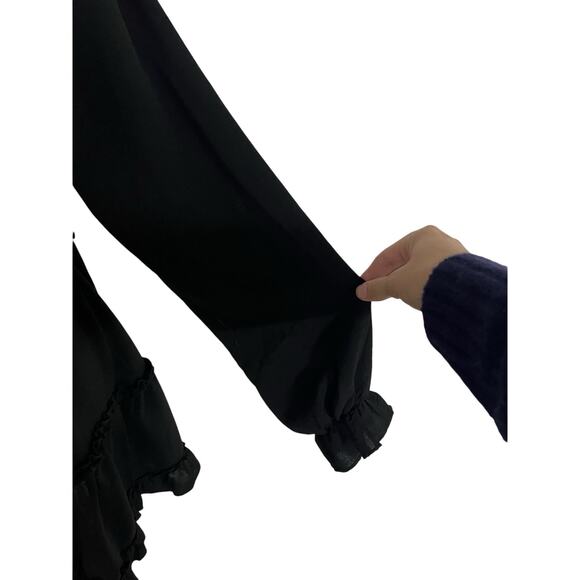 Black Ruffle Inspired Hearts Mini Dress Size Small Babydoll Whimsigoth Fairy - Picture 6 of 12